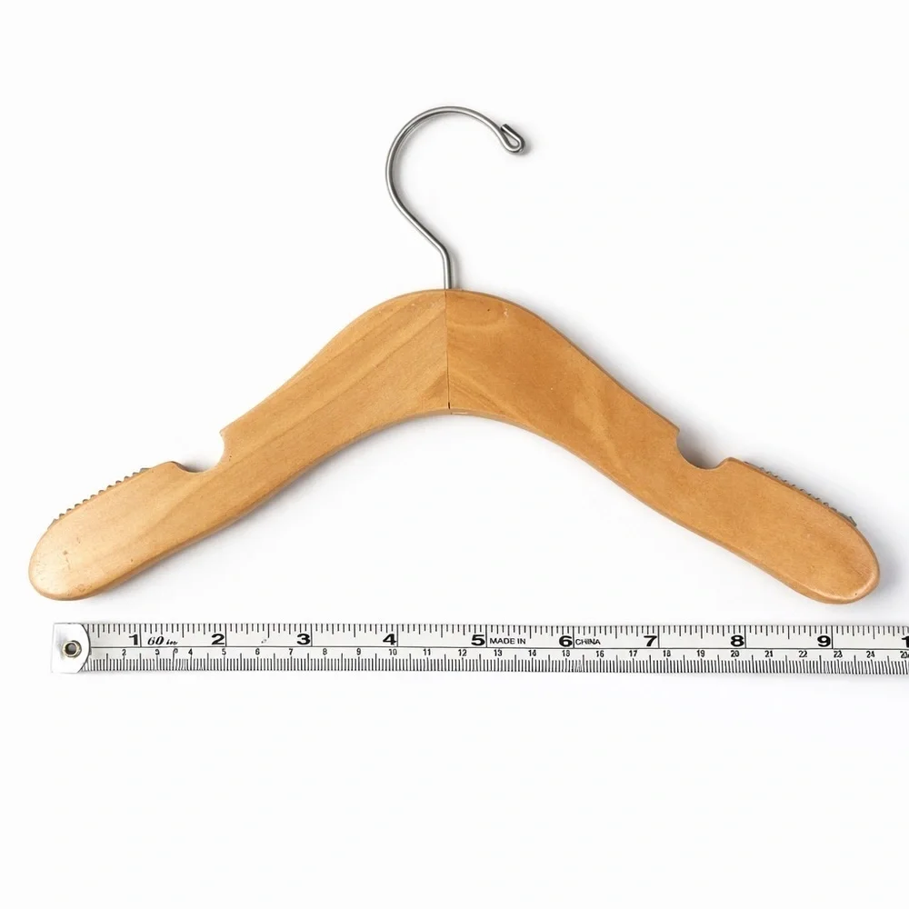 Set of 6 Wooden Infant Kids Hangers w/ Clips Baby Child Size Natural Wood